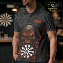 Load image into Gallery viewer, Custom Dartboard Pattern Dart Team Men Polo Shirts, Halloween Skull Dart Team Jerseys IPHW10001