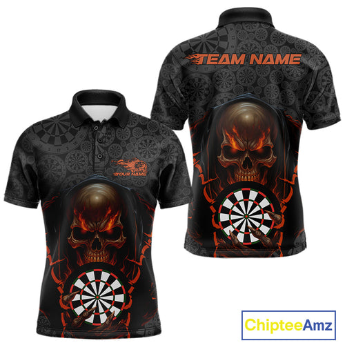 Custom Dartboard Pattern Dart Team Men Polo Shirts, Halloween Skull Dart Team Jerseys IPHW10001