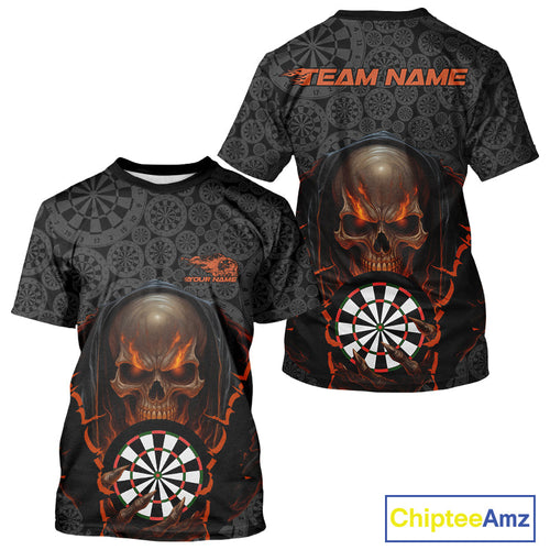 Custom Dartboard Pattern Dart Team Men T-Shirts, Halloween Skull Dart Team Jerseys IPHW10001