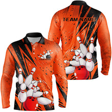 Load image into Gallery viewer, Black And Orange Custom Grunge Bowling Shirts For Men, Bowling League Shirt Bowling Team Jersey IPHW7906