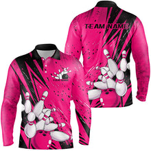 Load image into Gallery viewer, Black And Pink Custom Grunge Bowling Shirts For Men, Bowling League Shirt Bowling Team Jersey IPHW7908