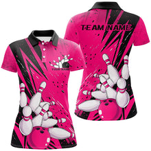 Load image into Gallery viewer, Black And Pink Custom Grunge Ladies Bowling Shirt, Bowling League Shirt Bowling Team Jersey IPHW7908