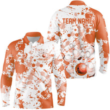 Load image into Gallery viewer, Custom White And Orange Bowling Shirts For Men, Bowling Team Shirts Bowling Jerseys With Name IPHW7917