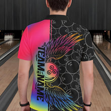 Load image into Gallery viewer, Colorful Rainbow Custom Bowling Tournament Men Polo Shirts, Bowling Ball And Wings Jerseys IPHW8846