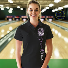 Load image into Gallery viewer, Custom Blue Butterfly Bowling Women Polo Shirts With Team Name, Bowling Uniform IPHW10947