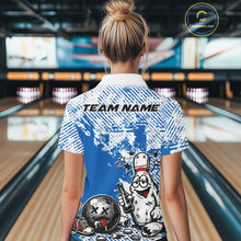 Load image into Gallery viewer, Blue Custom Funny Drunk Bowling Ball And Pin Bowling Beer Women Quarter-Zip Shirt IPHW11238