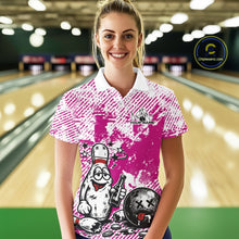 Load image into Gallery viewer, Pink Custom Funny Drunk Bowling Ball And Pin Bowling Beer Women Polo Shirt, Bowler Jersey IPHW11239