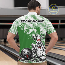 Load image into Gallery viewer, Green Custom Funny Drunk Bowling Ball And Pin Bowling Beer Men Quarter-Zip Shirt, Bowler Jersey IPHW11240