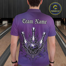 Load image into Gallery viewer, Custom Purple Y2K Gothic Cross Bowling Men Polo Shirt, Faith Bowling Jerseys IPHW11416