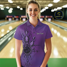 Load image into Gallery viewer, Custom Purple Y2K Gothic Cross Bowling Women Polo Shirt, Faith Bowling Jerseys IPHW11416
