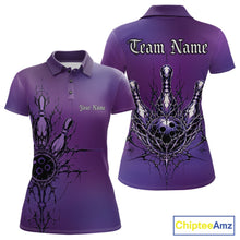 Load image into Gallery viewer, Custom Purple Y2K Gothic Cross Bowling Women Polo Shirt, Faith Bowling Jerseys IPHW11416