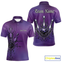 Load image into Gallery viewer, Custom Purple Y2K Gothic Cross Bowling Men Polo Shirt, Faith Bowling Jerseys IPHW11416