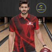 Load image into Gallery viewer, Custom Red Fragmental Pattern Background Men Bowling Team Polo Shirt, Bowling Jerseys IPHW11428