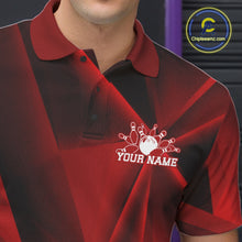 Load image into Gallery viewer, Custom Red Fragmental Pattern Background Men Bowling Team Polo Shirt, Bowling Jerseys IPHW11428