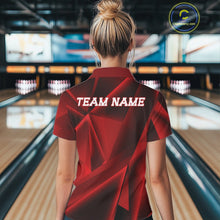 Load image into Gallery viewer, Custom Red Fragmental Pattern Background Women Bowling Team Polo Shirt, Bowling Jerseys IPHW11428