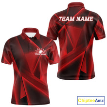 Load image into Gallery viewer, Custom Red Fragmental Pattern Background Men Bowling Team Polo Shirt, Bowling Jerseys IPHW11428
