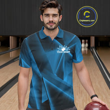 Load image into Gallery viewer, Custom Blue Fragmental Pattern Background Men Bowling Team Polo Shirt, Bowling Jerseys IPHW11429