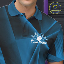 Load image into Gallery viewer, Custom Blue Fragmental Pattern Background Men Bowling Team Polo Shirt, Bowling Jerseys IPHW11429
