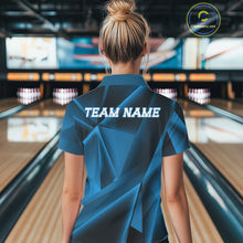 Load image into Gallery viewer, Custom Blue Fragmental Pattern Background Women Bowling Team Polo Shirt, Bowling Jerseys IPHW11429