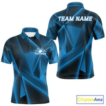 Load image into Gallery viewer, Custom Blue Fragmental Pattern Background Men Bowling Team Polo Shirt, Bowling Jerseys IPHW11429
