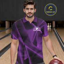 Load image into Gallery viewer, Custom Purple Fragmental Pattern Background Men Bowling Team Polo Shirt, Bowling Jerseys IPHW11430