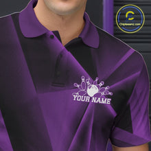 Load image into Gallery viewer, Custom Purple Fragmental Pattern Background Men Bowling Team Polo Shirt, Bowling Jerseys IPHW11430