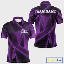 Load image into Gallery viewer, Custom Purple Fragmental Pattern Background Men Bowling Team Polo Shirt, Bowling Jerseys IPHW11430