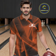 Load image into Gallery viewer, Custom Orange Fragmental Pattern Background Men Bowling Team Polo Shirt, Bowling Jerseys IPHW11431