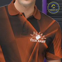 Load image into Gallery viewer, Custom Orange Fragmental Pattern Background Men Bowling Team Polo Shirt, Bowling Jerseys IPHW11431