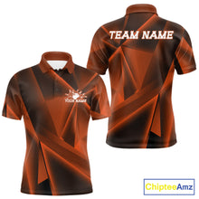 Load image into Gallery viewer, Custom Orange Fragmental Pattern Background Men Bowling Team Polo Shirt, Bowling Jerseys IPHW11431
