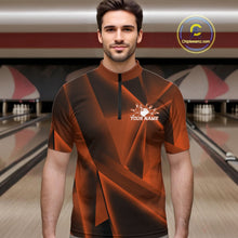 Load image into Gallery viewer, Custom Orange Fragmental Pattern Background Men Bowling Team Quarter-Zip Shirt, Bowling Jerseys IPHW11431