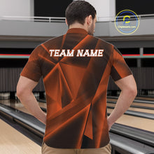 Load image into Gallery viewer, Custom Orange Fragmental Pattern Background Men Bowling Team Quarter-Zip Shirt, Bowling Jerseys IPHW11431