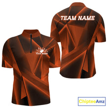 Load image into Gallery viewer, Custom Orange Fragmental Pattern Background Men Bowling Team Quarter-Zip Shirt, Bowling Jerseys IPHW11431