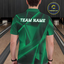 Load image into Gallery viewer, Custom Green Fragmental Pattern Background Men Bowling Team Polo Shirt, Bowling Jerseys IPHW11432
