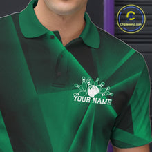 Load image into Gallery viewer, Custom Green Fragmental Pattern Background Men Bowling Team Polo Shirt, Bowling Jerseys IPHW11432