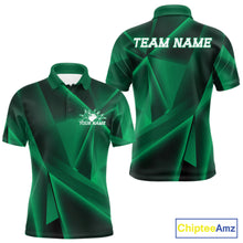 Load image into Gallery viewer, Custom Green Fragmental Pattern Background Men Bowling Team Polo Shirt, Bowling Jerseys IPHW11432