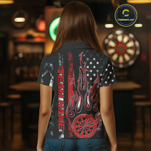 Load image into Gallery viewer, Custom Red Thin Line US Flag Patriotic Flame Dartboard Dart Women Polo Shirt, Dart Jersey IPHW9639