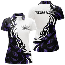 Load image into Gallery viewer, Black And Purple Custom Bowling Shirts For Women, Bowling Polo Bowling League Shirts IPHW7399