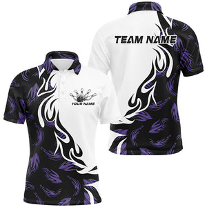 Black And Purple Custom Bowling Shirts For Men, Bowling Polo Bowling League Shirts IPHW7399