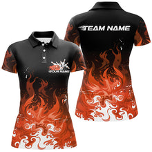Load image into Gallery viewer, Custom Flame Ladies Bowling Shirts, Team Name Orange Bowling League Shirts Bowlers Outfits IPHW7404