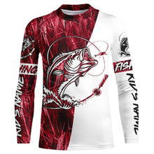 Load image into Gallery viewer, Custom Bass Fishing Tattoo Red Camo Long Sleeve Tournament Fishing Shirts, Bass Fishing Jerseys IPHW5766