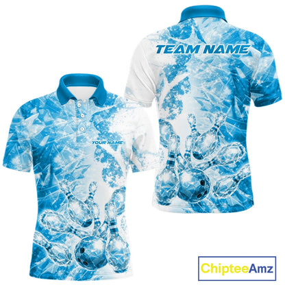 Custom Blue Ice Crystal Bowling Team Jerseys For Men, Women And Kid, Bowling Tournament Shirts Multi Styles IPHW10424