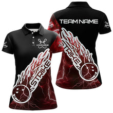 Load image into Gallery viewer, Custom Black And Red Thunder Lightning Strike Bowling Polo Shirts For Women Team Shirt IPHW8533