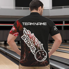 Load image into Gallery viewer, Custom Black And Red Thunder Lightning Strike Bowling Quarter-Zip Shirts For Men Team Shirt IPHW8533