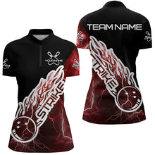 Load image into Gallery viewer, Custom Black And Red Thunder Lightning Strike Bowling Womens Quarter-Zip Shirts Team Shirt IPHW8533