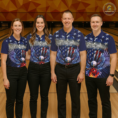 Customized Eagle Bowling Shirt Patriotic Polo Bowling Jersey For Men US Bowling | Blue IPHW7110