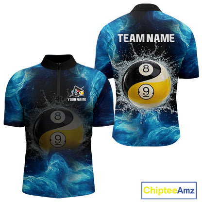 Two views of a sports jersey with pool ball design and 'Chiptee Amz' branding.