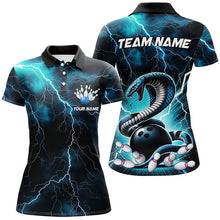 Load image into Gallery viewer, Blue Thunder Lightning Custom Cobra Snake Ladies Bowling Shirts, Bowling Team Shirt IPHW7423