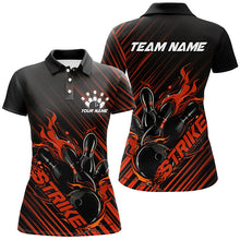 Load image into Gallery viewer, Custom Black And Orange Flame Ladies Bowling Shirts, Strike Bowling Team Shirts Outfit IPHW7424