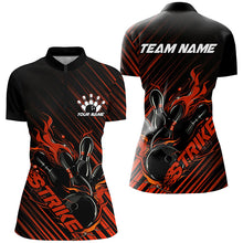 Load image into Gallery viewer, Custom Black And Orange Flame Ladies Bowling Shirts, Strike Bowling Team Shirts Outfit IPHW7424